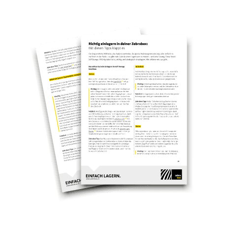 Mockup de la liste de vérification pour le stockage dans une Zebrabox