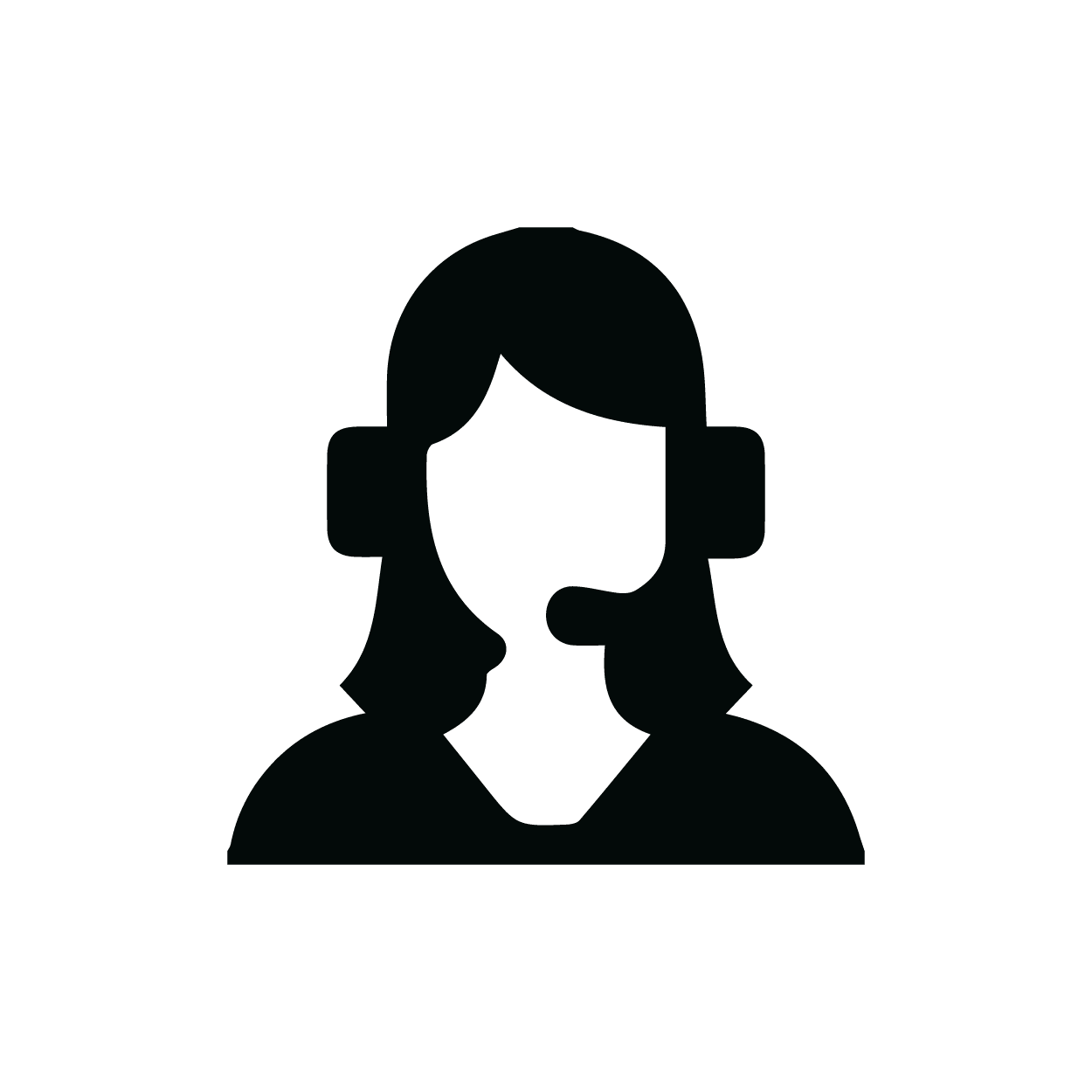 Icône avec une femme et un casque pour le «service à la clientèle»